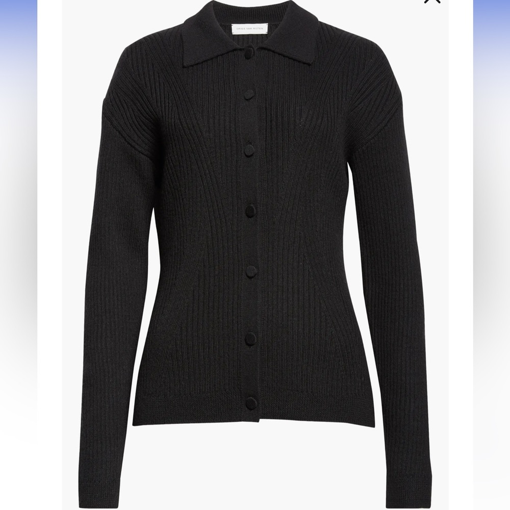 Dries Van Noten Wool Blend Rib Cardigan XS